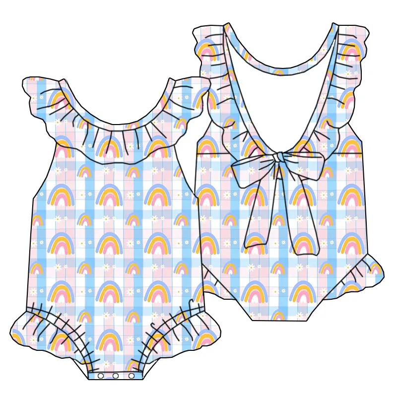 Summer Girls' Beach Custom-made Swimsuits with Built-in Sun protection - High-quality Children's Swimming Suits - Image 3