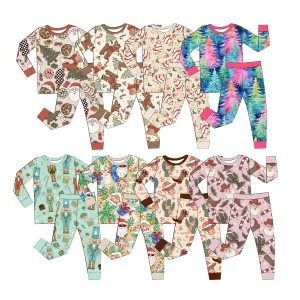 Wholesale Custom High Quality Bamboo Comfortable Girls' Casual Outfits Knitted Fabric Pajamas Clothes Set ODM Supply