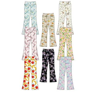 2026 New Arrival Girls Elastic High - Waisted Custom Printing Flare Pants Kids Casual Sporty Stylish Bell Bottoms for Daily Wear