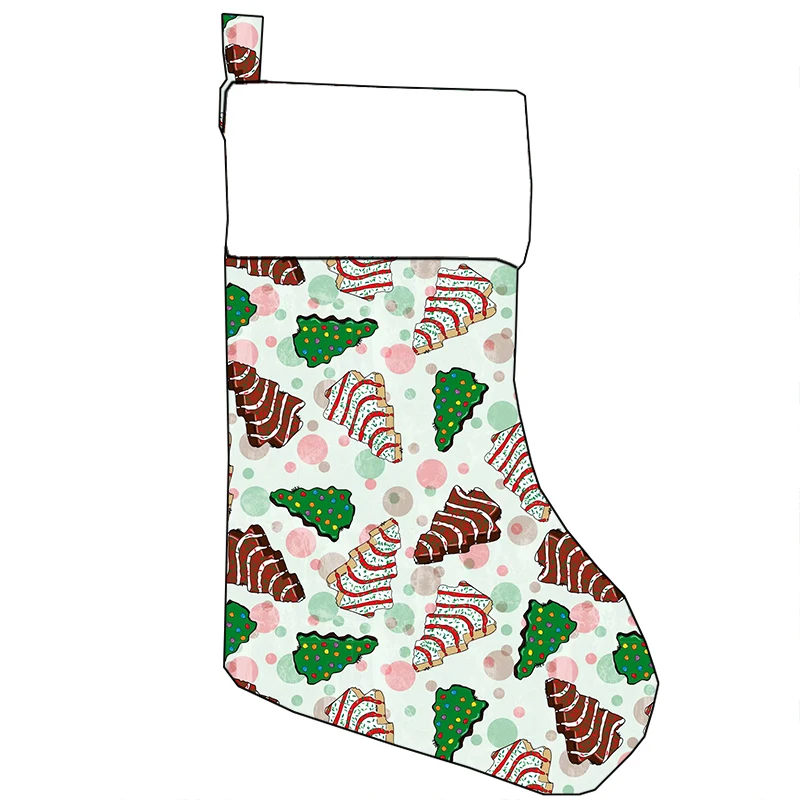 2024 Children's Christmas Holiday Hanging Christmas Stockings Santa Claus Christmas Tree Funny Cat Printed Cotton Baby Socks - Image 4