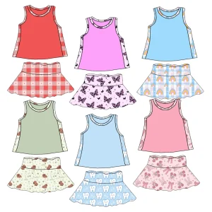 Unique Design Sleeveless Top Paired with Wide-waist Short Skirt Set - Cute Summer Casual Outfit for Girls