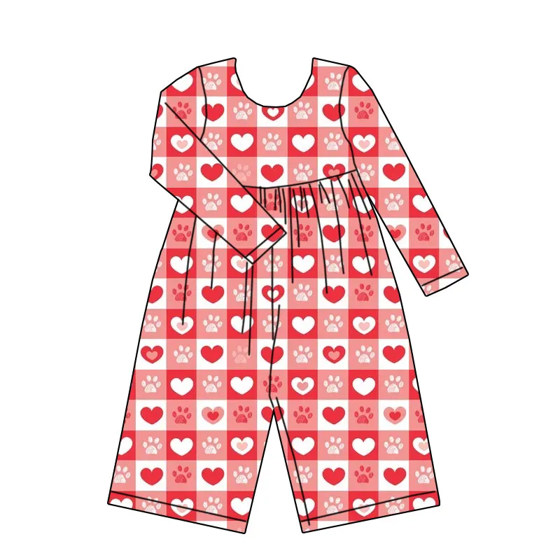 Newly Arrived Children's Exquisite Custom Heart-pattern Jumpsuit. Valentine's Day Girl's Cute Long-sleeved Jumpsuit Clothing. - Image 5