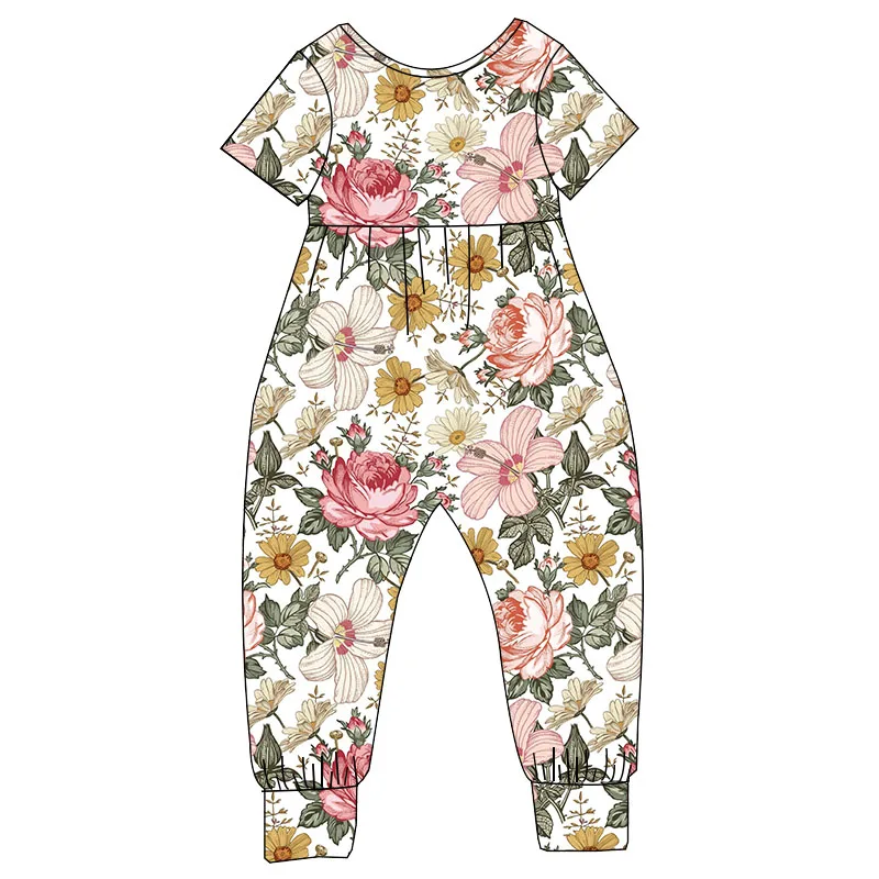 Factory Made Little Girl Short Sleeve Romper Custom Print Soft Fabric Baby Jumpsuit Summer Casual Wear Kids Boutique Clothing - Image 2