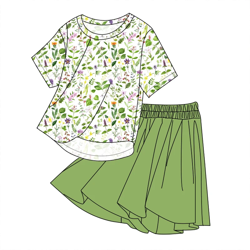 Hot Sale Kids Girl Short Sleeve Shirt with Skirts Set Soft Bamboo Fabric Little Girl Outfits - Image 6