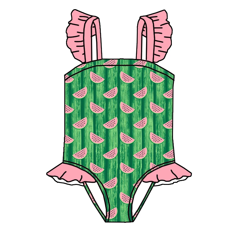 Trendy 2026 Newest Kids Clothing Custom Printing Lovely Ruffle Frill Sleeve Children Bathing Suit Girls One Piece Swimwear - Image 4