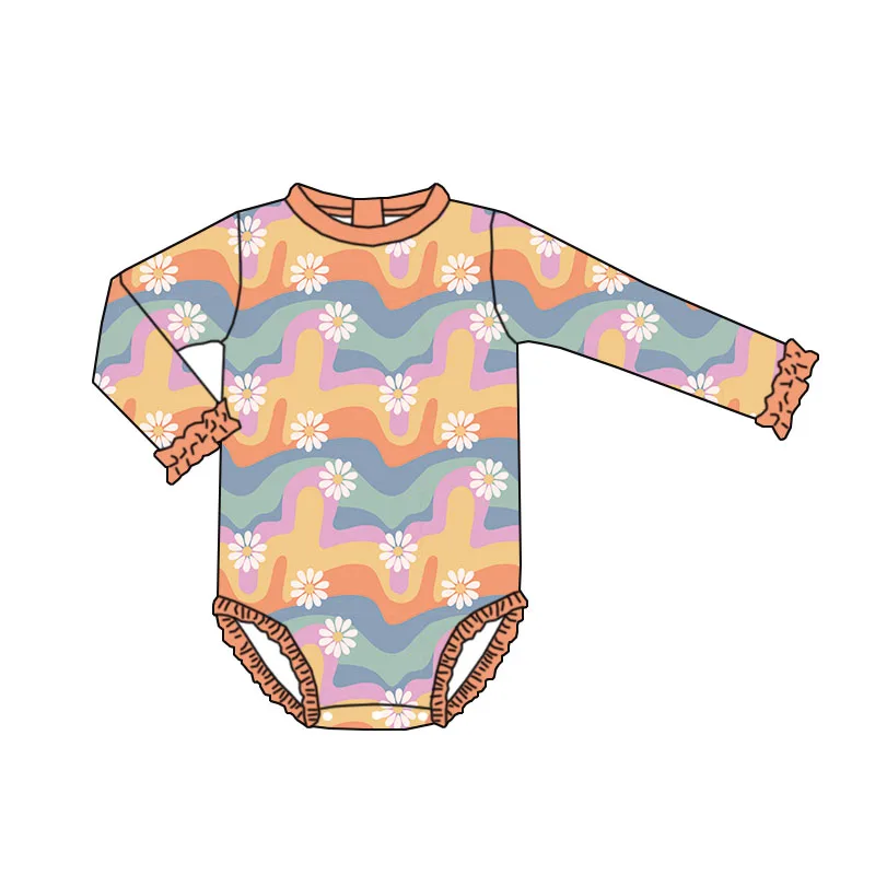 Customized Children's One-piece Swimsuit Cute Lace Long-sleeved Baby Girl Swimsuit Dry and Sun-protective Children's Swimsuit - Image 4