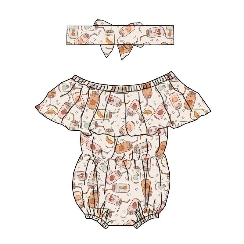 Premium Children's Summer Lace Jumpsuits and Custom-made Bow Hair Bands with Cute and Comfortable Patterns Children's Jumpsuits - Image 2