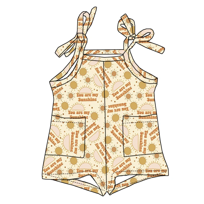 Newborn Girl Bamboo Comfortable Fabric Jumpsuit Lace-up Pocket Sleeveless High-quality Children's Jumpsuit - Image 2