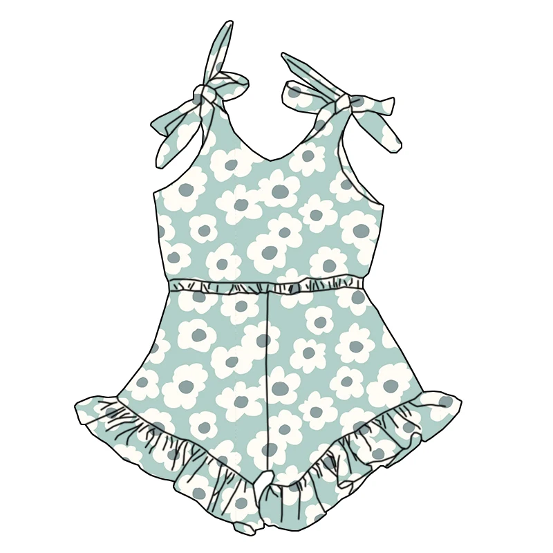 Premium Summer Factory Wholesale Baby Girls' Sleeveless Jumpsuits with Lace-up Pleated and Lace Designs Children's Jumpsuits - Image 2