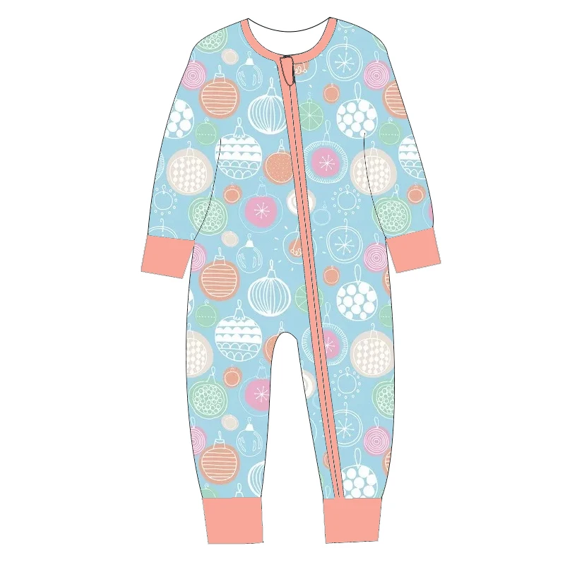 Custom Newborn Baby Boutique Kids Girls Clothing Bamboo Zipper Romper Jumpsuit Pajamas Sleepwear - Image 3