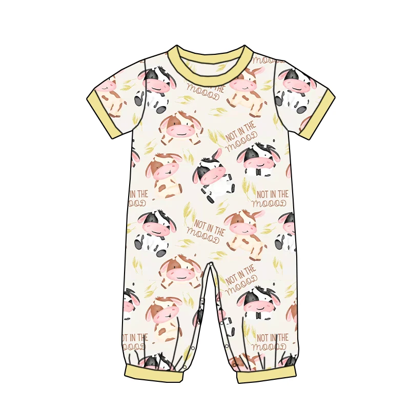 Adorable baby romper with ruffles made from soft bamboo fabric, perfect for B2B wholesale baby clothing collections.