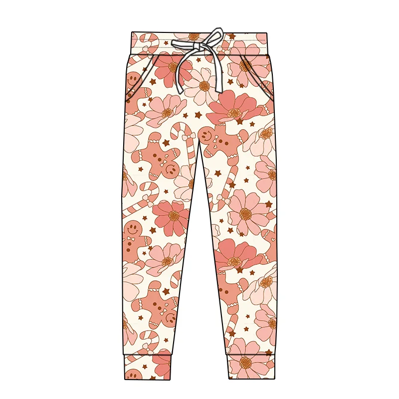 Low MOQ Custom-made Christmas Printed Children's Wide-leg Trousers with Drawstring Pockets and Straight Legs - Image 5