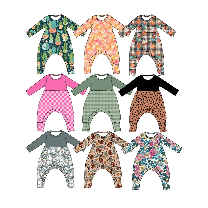 Western Newborn Baby Boutique Kids Girls Clothing Long Sleeve Jumpsuit Pajamas Romper