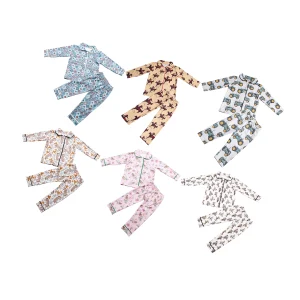 Wholesales Kids Pajamas Spring Winter Baby Clothes Sets Bambloo Cotton Milk Silk Pajamas Suitable Children Clothes Set