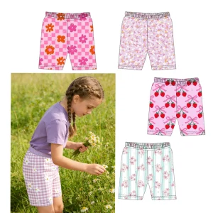 Custom Fabric Print Summer Baby Short Pants Tight Style Girl Casual Wear Cute Kids Biker Shorts