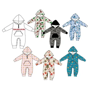 New Arrival Soft Custom Bamboo Baby Pajamas Sleeper Long Sleeves Baby Girls Zipper Hoodie Romper
