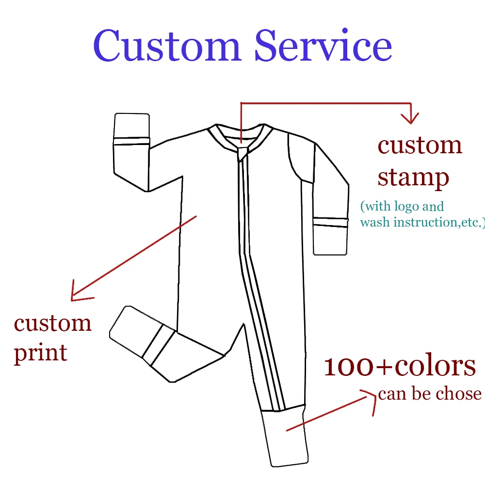 Hot Selling Custom Printing Baby 95 Bamboo 5 Spandex Fabric One Piece Home Wear Folded Cuffs Baby Long Zippy - Image 4