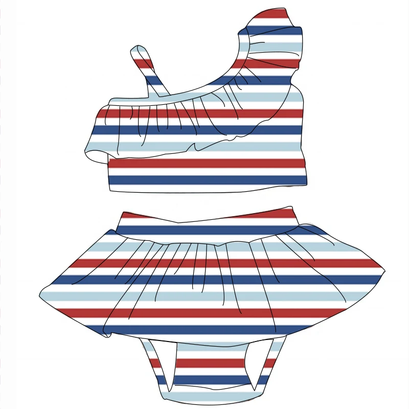 Hot Selling Baby Girl Two Piece Swimwear Top Custom 4th of July Printing Cute Style for Summer Beach Wear - Image 6