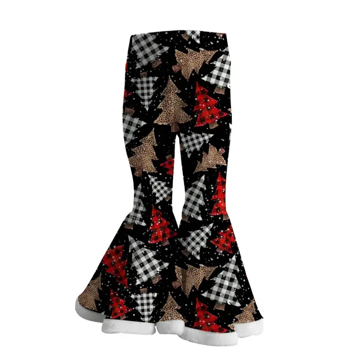 2023 Latest Fashion Girl Velvet Fabric Winter Bell Bottoms Boutique Kids Clothes Custom Design Children Trousers - Image 2