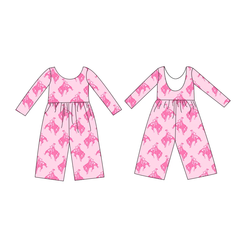 Custom Newborn Baby Boutique Kids Girls Clothing Long Sleeve Wide Leg Jumpsuit Pajamas Romper - Image 2