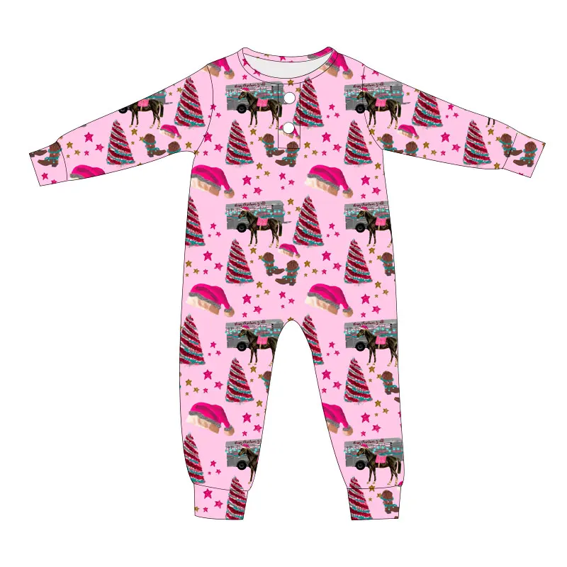Best Selling Newborn Toddlers Long Sleeve Romper Snap Button Design Custom Christmas Print Baby Clothes Breathable Jumpsuit - Image 2