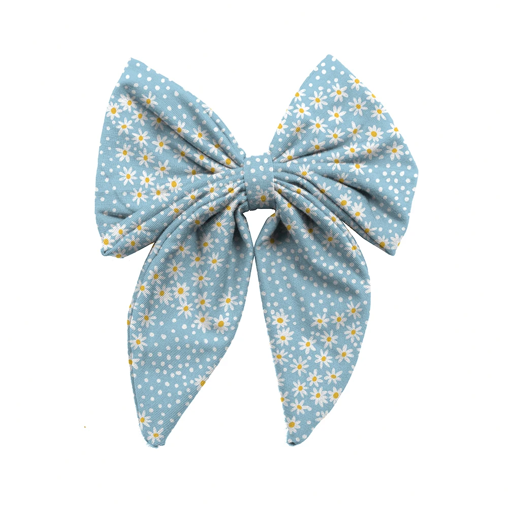 Hot Sale Custom Floral Prints Large Tails Kids Girls Hair Bow Clips Baby Girl Hairgrips Accessories - Image 3