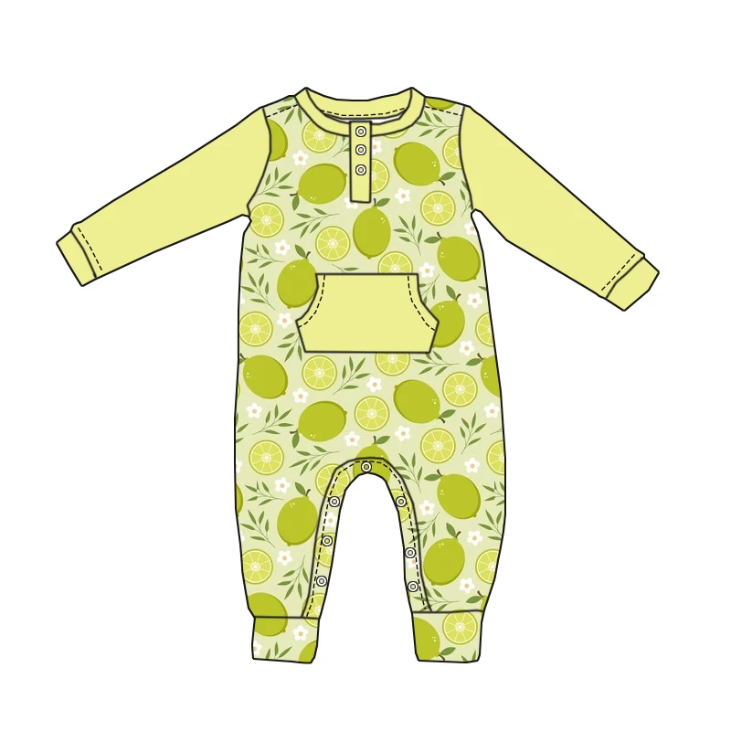 Newly Arrived Bamboo Children's Long-sleeved Jumpsuit High-quality Baby Jumpsuit with Buttons and Pockets on the Chest - Image 2
