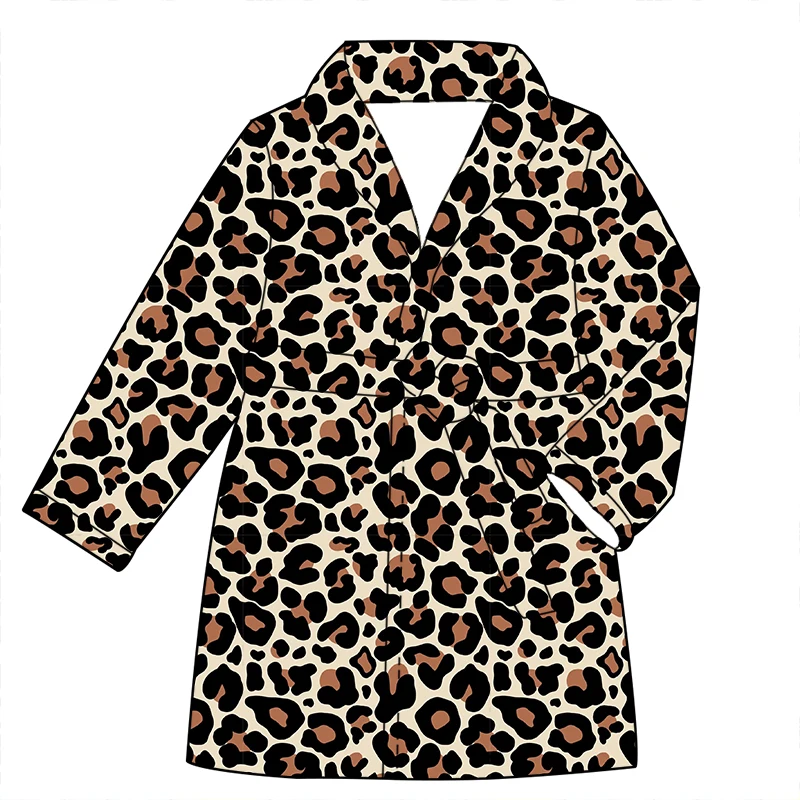 Unique Design Girl Long-sleeved Nightgown with Leopard Print Design and Plush Material, Suitable for Plus-size Clothing. - Image 4