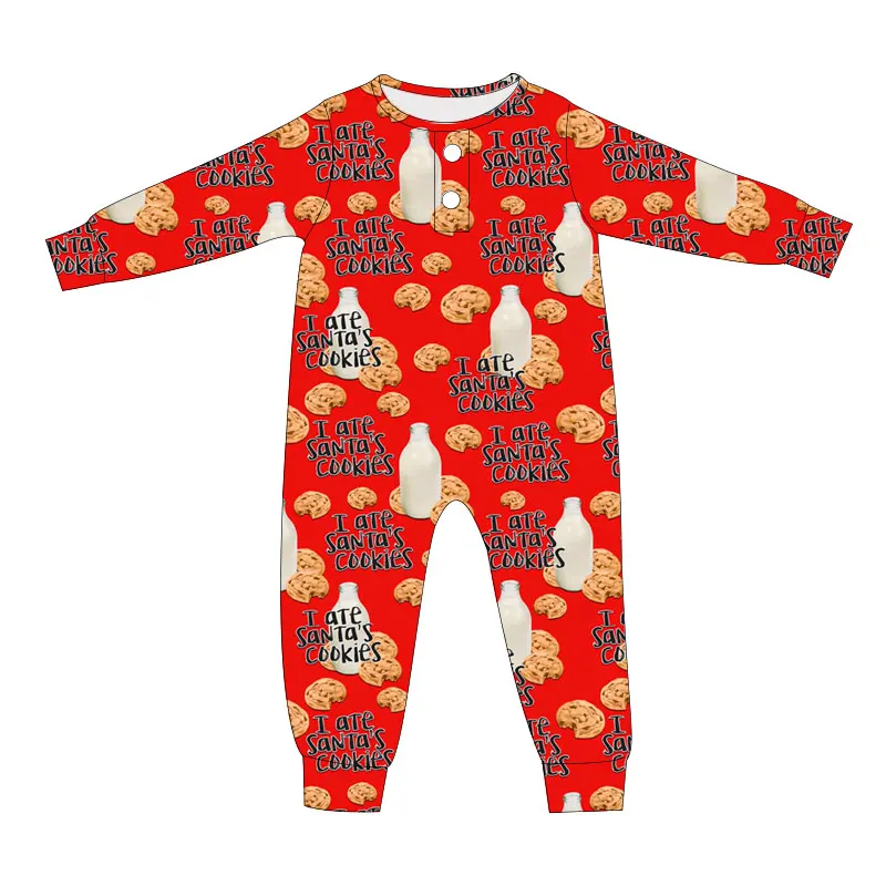 Best Selling Newborn Toddlers Long Sleeve Romper Snap Button Design Custom Christmas Print Baby Clothes Breathable Jumpsuit - Image 3