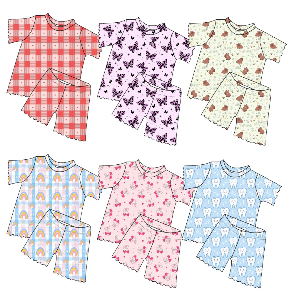 Newly Arrived Children's Short-sleeved Short-pants Set with Lace Design and Custom Pattern - Children's Clothing Set