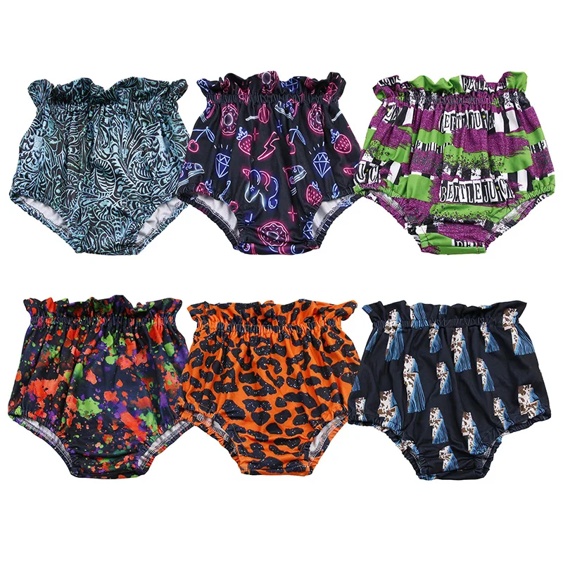 Hot Sale Baby Paper Bag Waist Custom Print Summer Girls Bloomer Newborn Baby Shorts Western Toddler Kids Bummies
