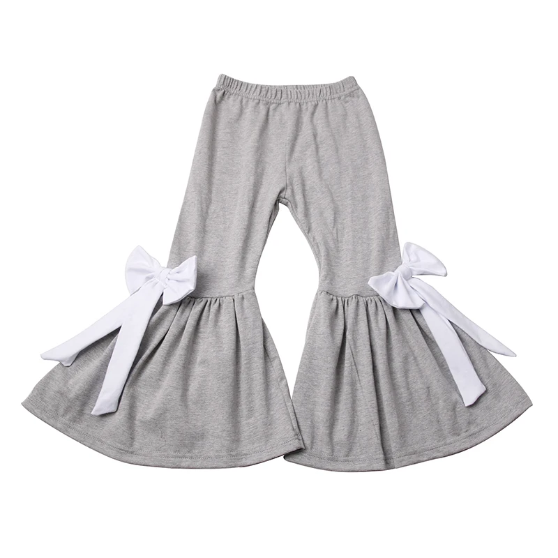 Fashion Baby Girls Bells Children Long Pants Checkered Printings with Two Bows Flare Pants Kids Bell Bottom - Image 2
