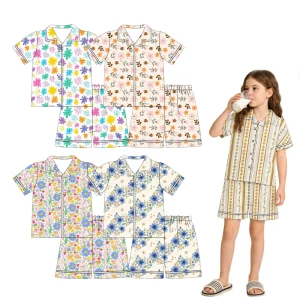 High Quality Baby Sleepwear Custom Print Short Sleeves Bamboo Baby Pajamas Set Kids Eco-friendly Set