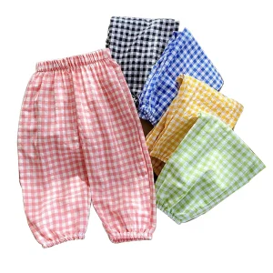 Boutique Kids Baby Factory Price Jogger Pants Cotton Fabric Checkered Pants Kids Boy Loose Sport Pants