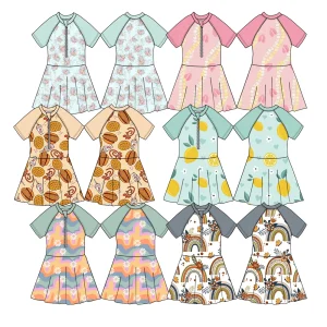 Boutique Summer Girls Beach Dress Short Sleeve Zipper One Baby Girls Swim Dress Custom Design Sunscreen Children's Swimsuit