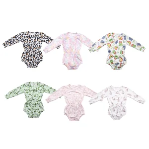 High Quality Kids Baby Printing Romper Children Long Sleeve Clothes Soft Baby Ribbed Fabric Romper