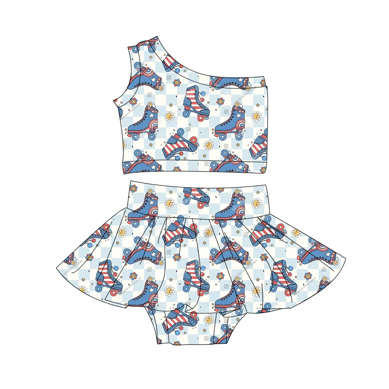 Wholesale Kids Girl Sleeveless Top with Skirts Set Soft Cotton Fabric Little Girl Outfits - Image 4