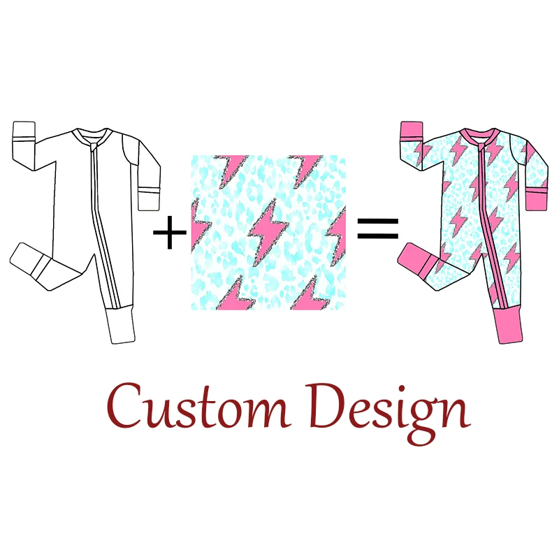 Hot Selling Custom Printing Baby 95 Bamboo 5 Spandex Fabric One Piece Home Wear Folded Cuffs Baby Long Zippy - Image 5