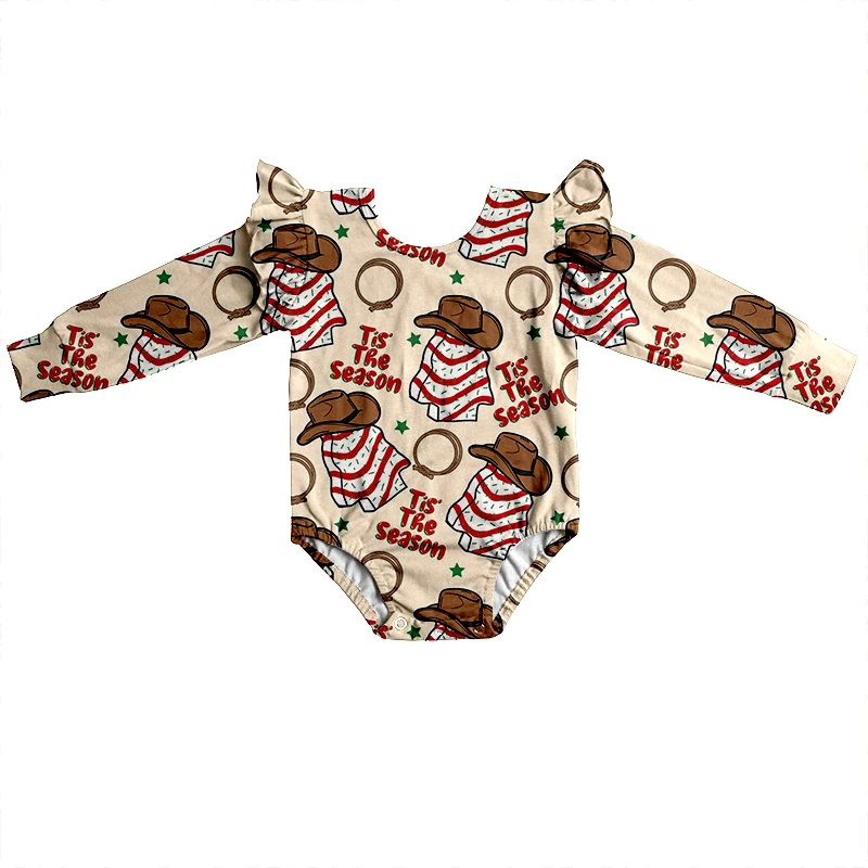 Fall Winter Long Sleeve With Ruffle Girl Leotard Milk Silk Comfortable Fabric Custom Print Newborn Baby Jumpsuit - Image 6