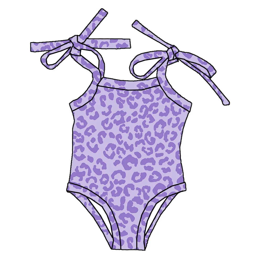 Wholesale Children Summer Clothes Kids Bathing Suit Custom Printing Warning Colors Girls One Piece Swimwear - Image 5