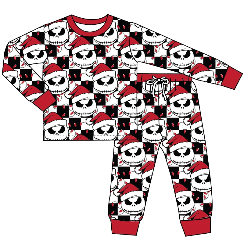 Hot Sale Autumn Halloween Christmas Print Kids Girl Boy Long Sleeve Pajamas 2 PCS Milk Silk Baby Sleep Wear Outfits - Image 3