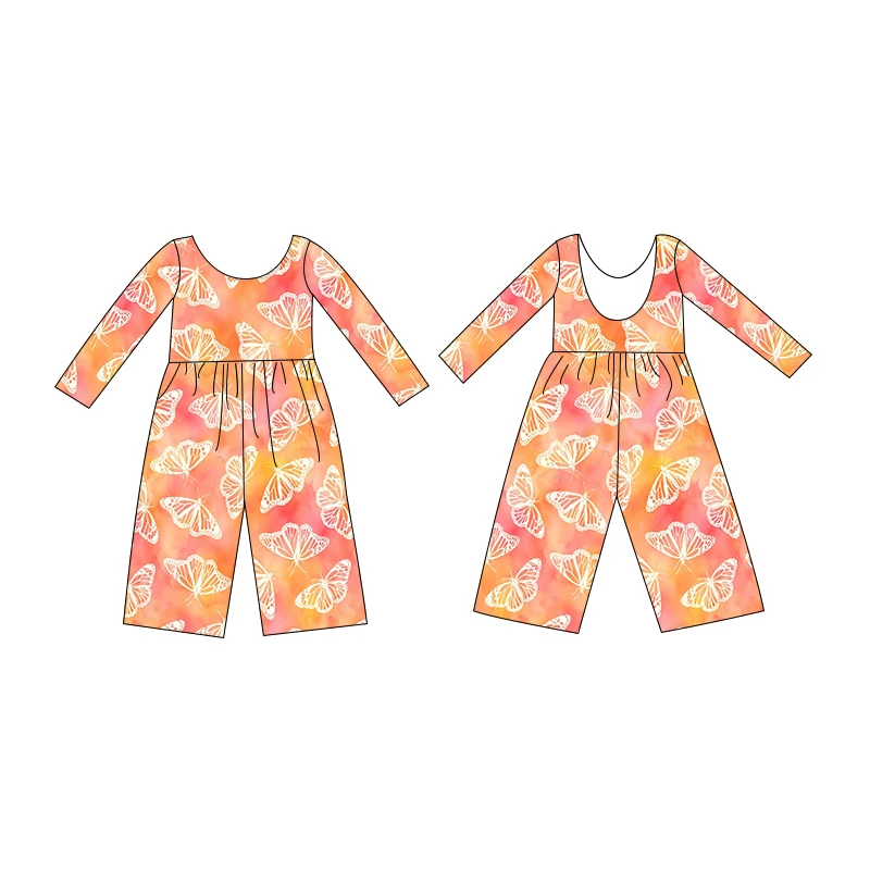 Custom Newborn Baby Boutique Kids Girls Clothing Long Sleeve Wide Leg Jumpsuit Pajamas Romper - Image 5