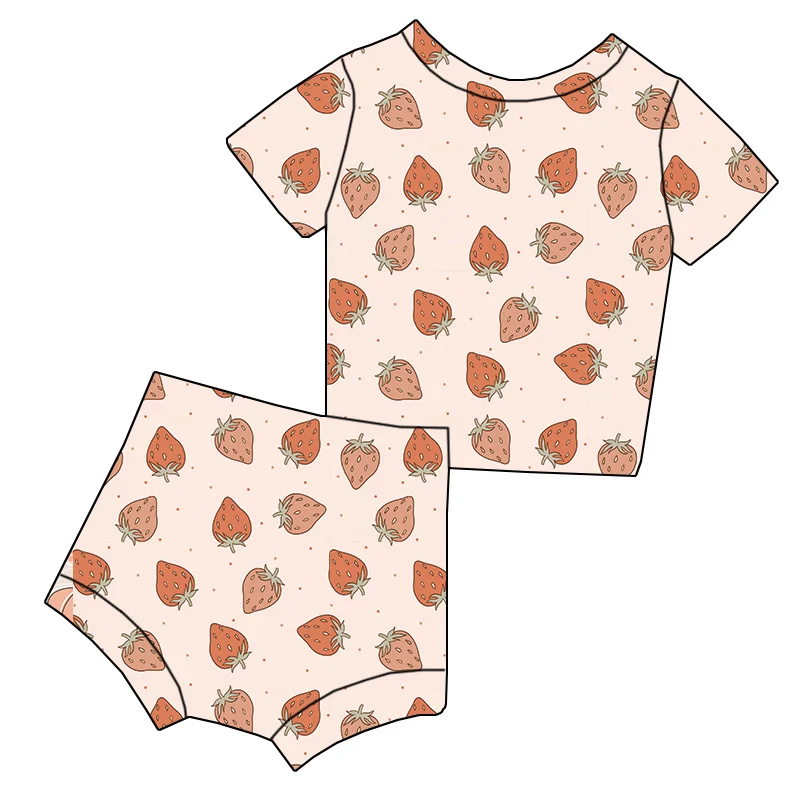 Summer Baby Custom Fruit-pattern Short-sleeved Set of Casual Children's Two-piece Clothing for Daily Wear - Image 5