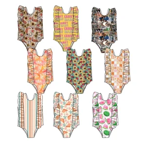 Newest Children Clothing Summer Girl Bikinis Girls One Piece Swimsuit Multi Printing Girl Swimwear