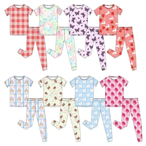 High-quality Bamboo-made Children's Sleepwear Set Short-sleeved Pants and Long Pants, Custom Patterns Children's Summer Pajamas