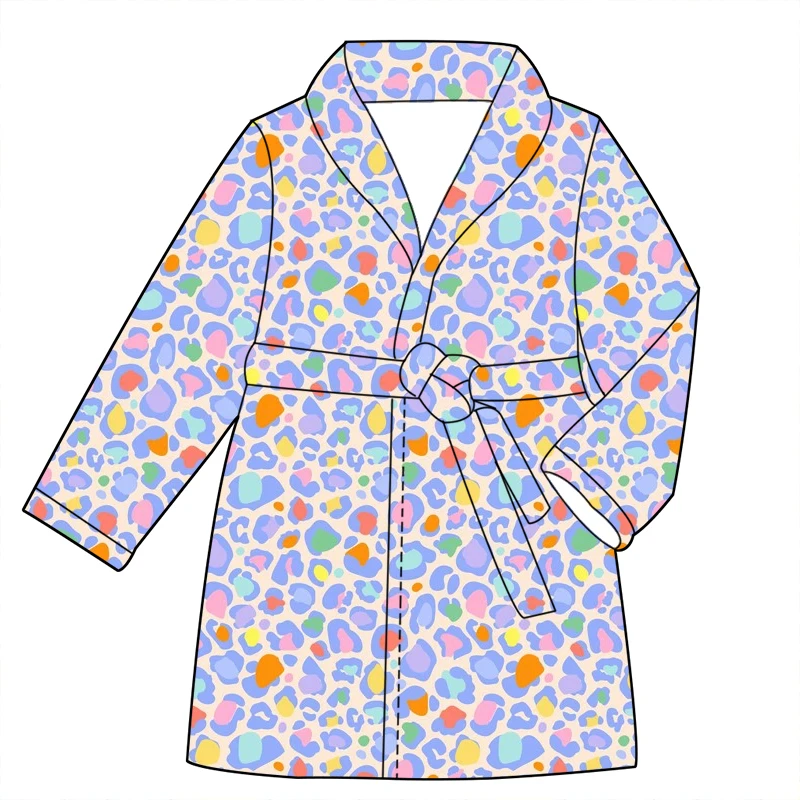 Unique Design Girl Long-sleeved Nightgown with Leopard Print Design and Plush Material, Suitable for Plus-size Clothing. - Image 6