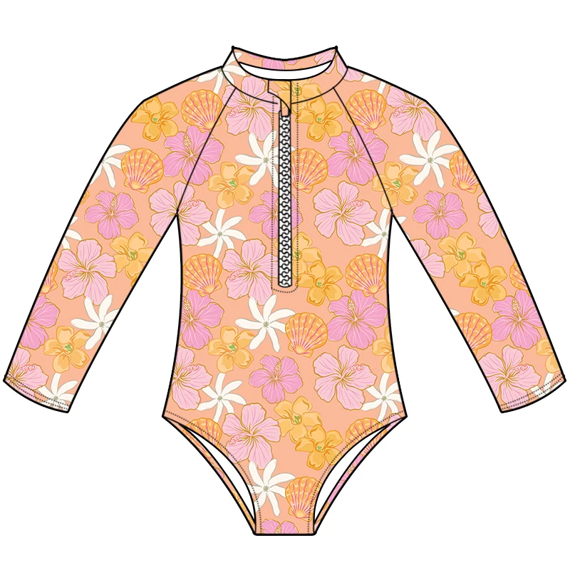 High Quality One Piece Swimsuits Quick Dry Eco-Friendly Floral Custom Design New Girls Swimwear for Kids Beachwear ODM - Image 3
