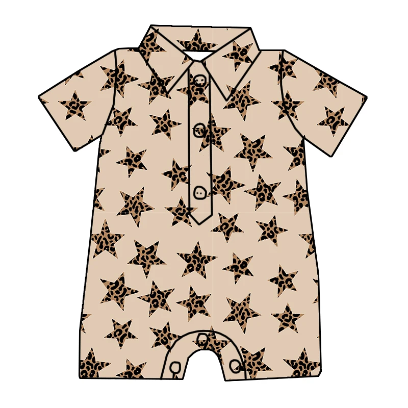 Wholesale Boys Clothing Custom Button up Romper Stylish Western Halloween Printed Toddler Boys Romper - Image 5