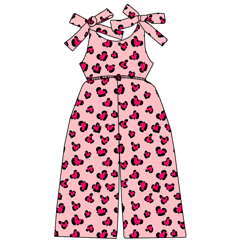 Premium Summer Tie Waist Elastic Girls' Jumpsuit Custom-made Pattern Bamboo Comfortable Fabric Children's Jumpsuit - Image 3