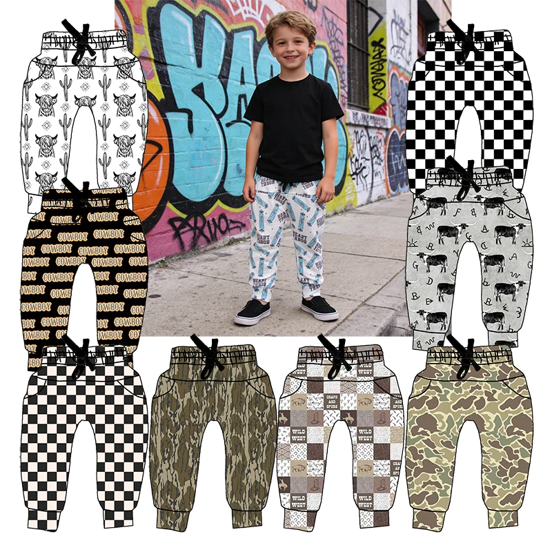 New Arrival Children Day Wear Clothing Soft Fabric Custom Design Long Pants Toddler Boys Harem Joggers
